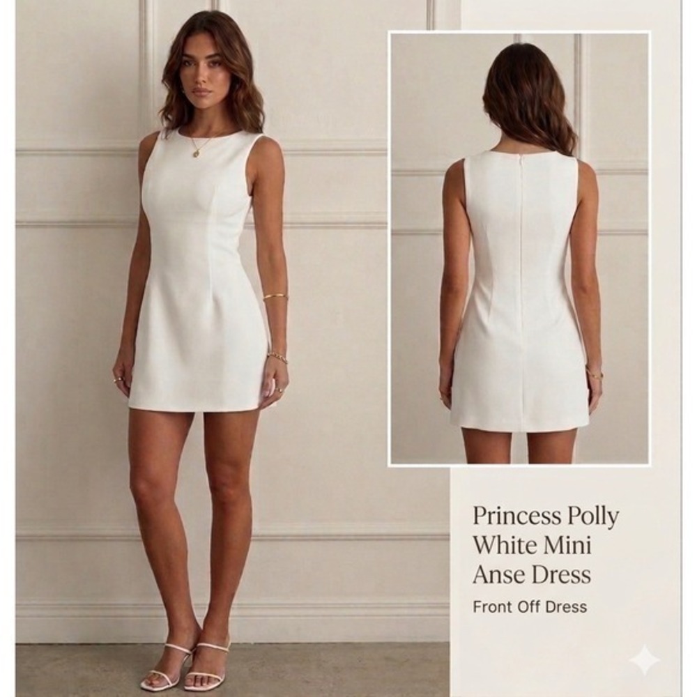 Princess Polly White Anse Mini Dress Sleeveless Graduation Bridal Size US 4